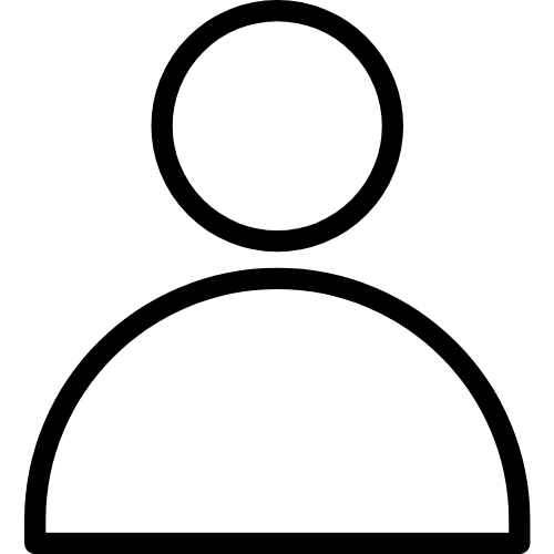 Black outline user profile icon representing a person account avatar.