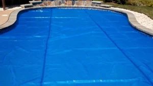 A fully closed pool cover from a pool in austin tx